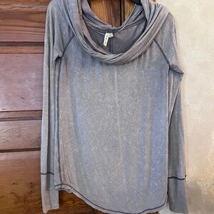 We The Free Distressed Acid Washed Light Purple Cowl Neck Top Grunge Streetwear